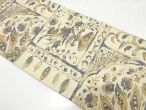 アンティーク　花更紗模様織り出し袋帯（材料）